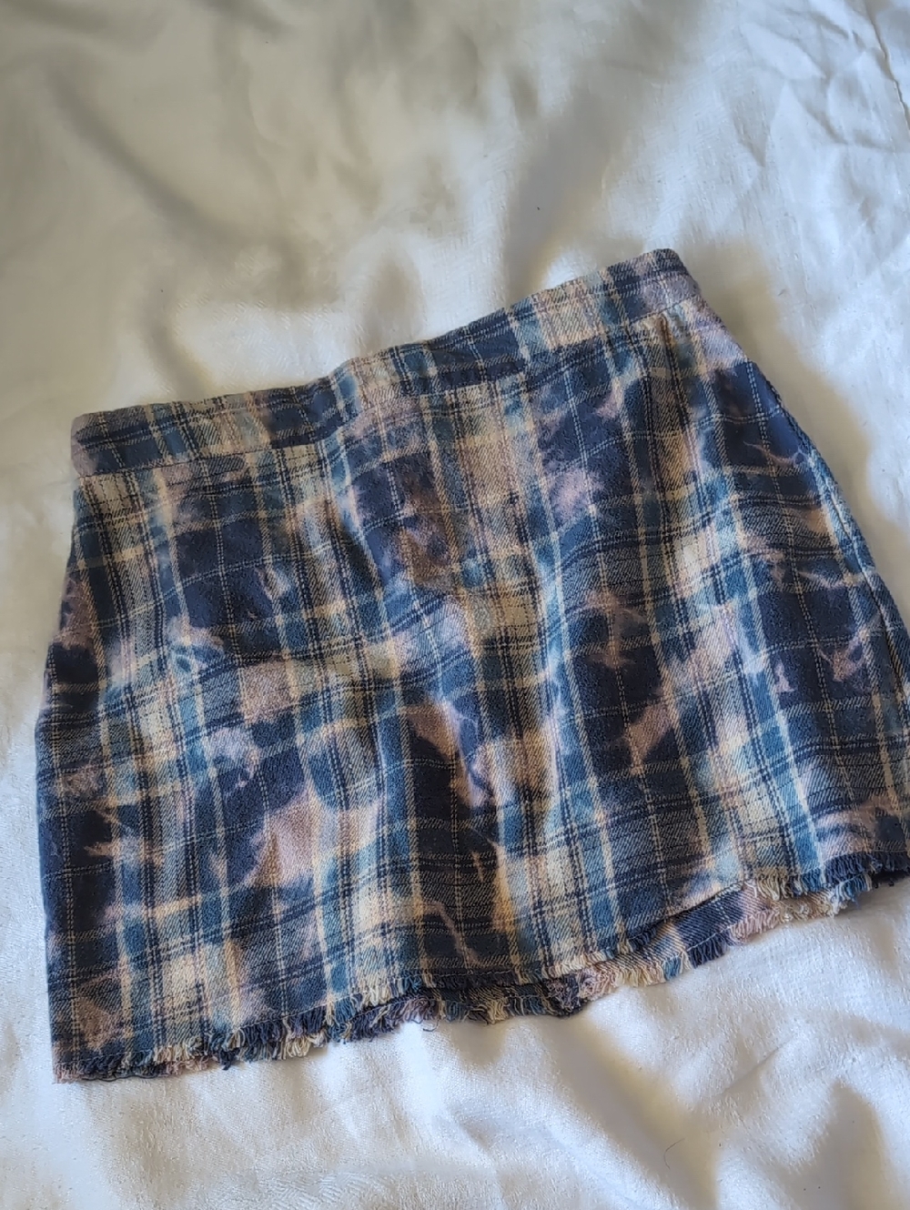 Fashion Nova Navy and Blush Plaid Mini Skirt